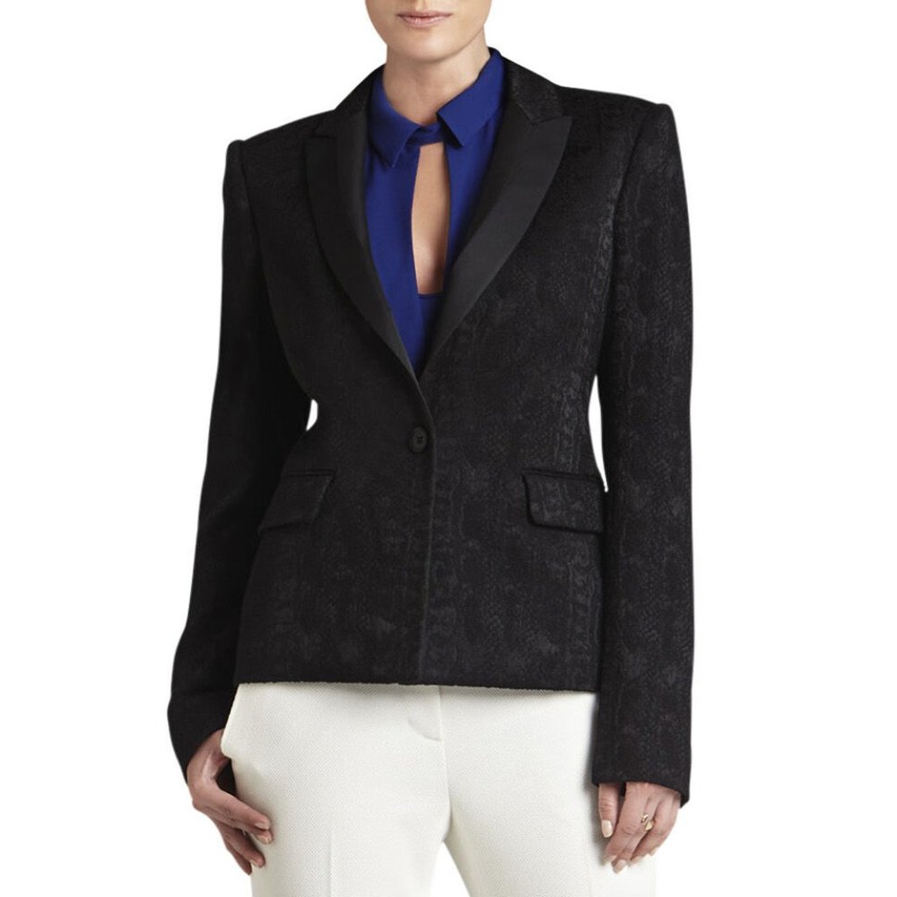 BCBGMaxAzria Aiden Contrast-Lapel Blazer